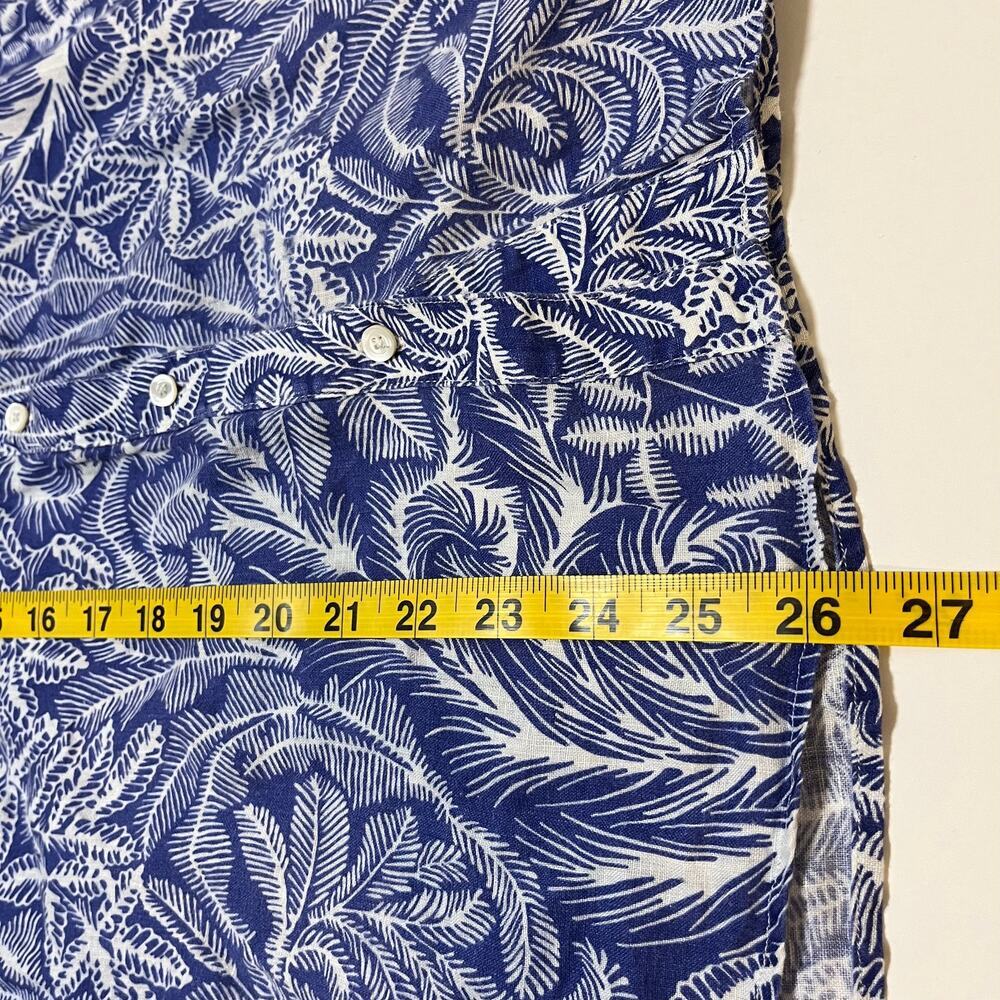 J Mclaughlin‎ 100% Linen Button Up Shirt Britt Blouse Navy Blue White Size XS - Picture 9 of 10